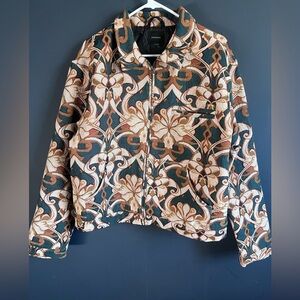 PacSun Tan and Green Patterned Bomber Jacket